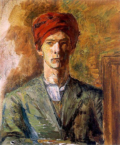 Zygmunt Waliszewski Self-portrait in red headwear oil painting image